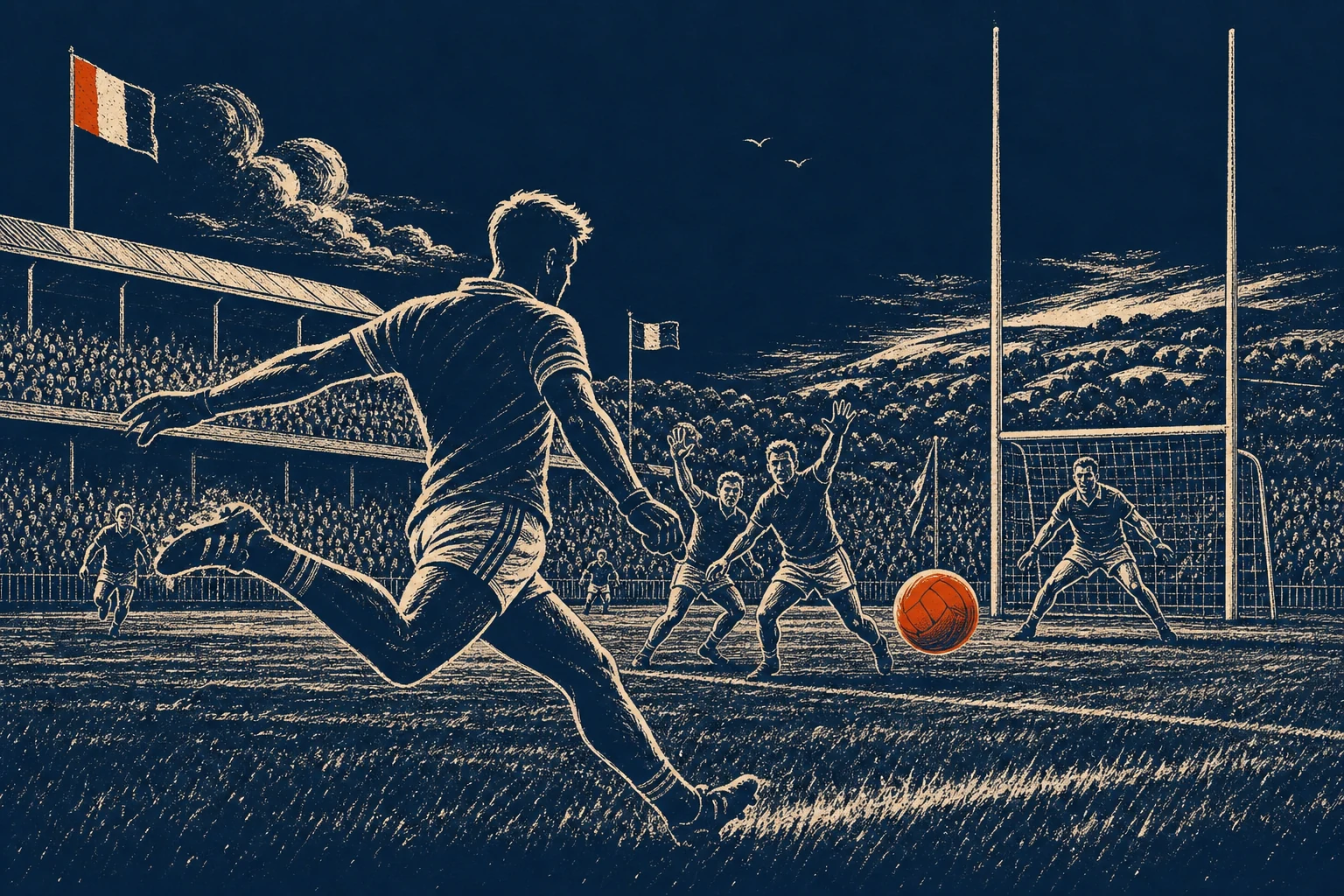 Gaelic football pitch at Currin GAA grounds, Scotshouse