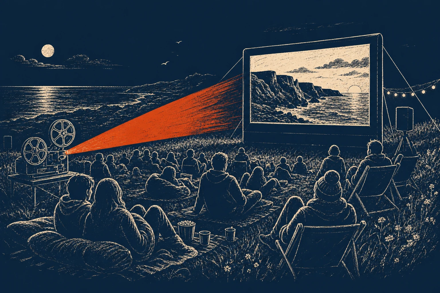 Outdoor cinema screening at Wexford Quays during summer